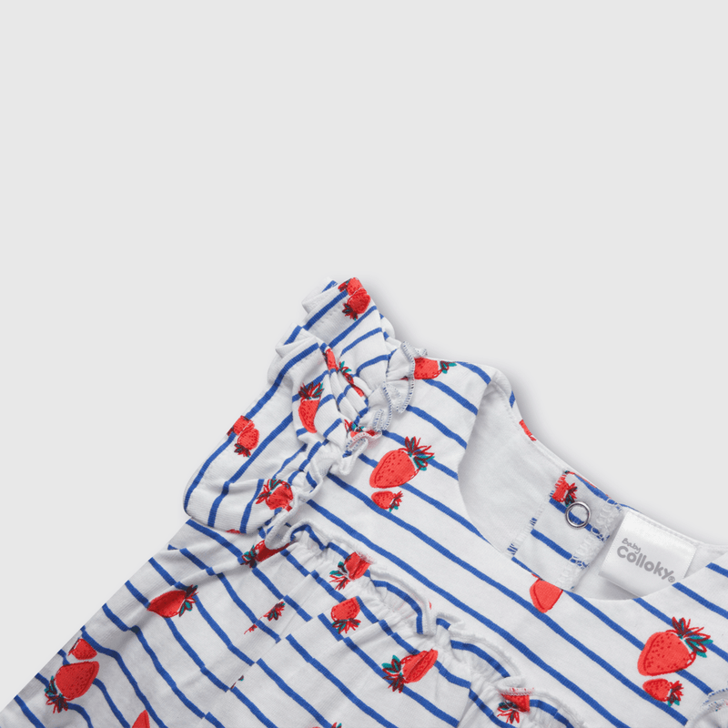 Vestido de bebé niña frutillas blanco (0 a 6 meses)