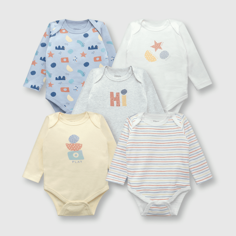 Pack bodies de bebé niño 5 pack light denim (0 a 24 meses)