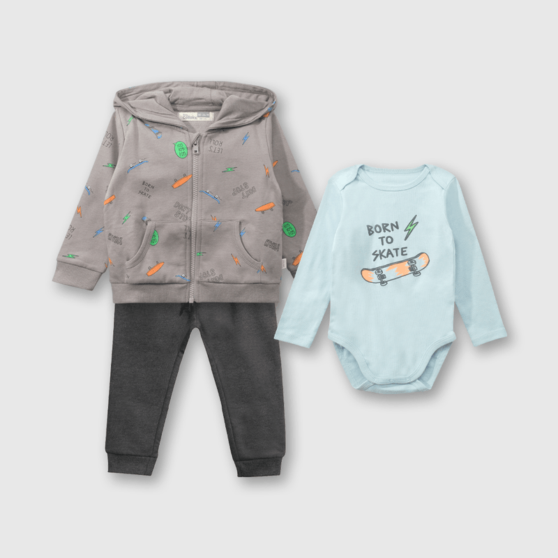 Set Polerón/Body Gris de Niño