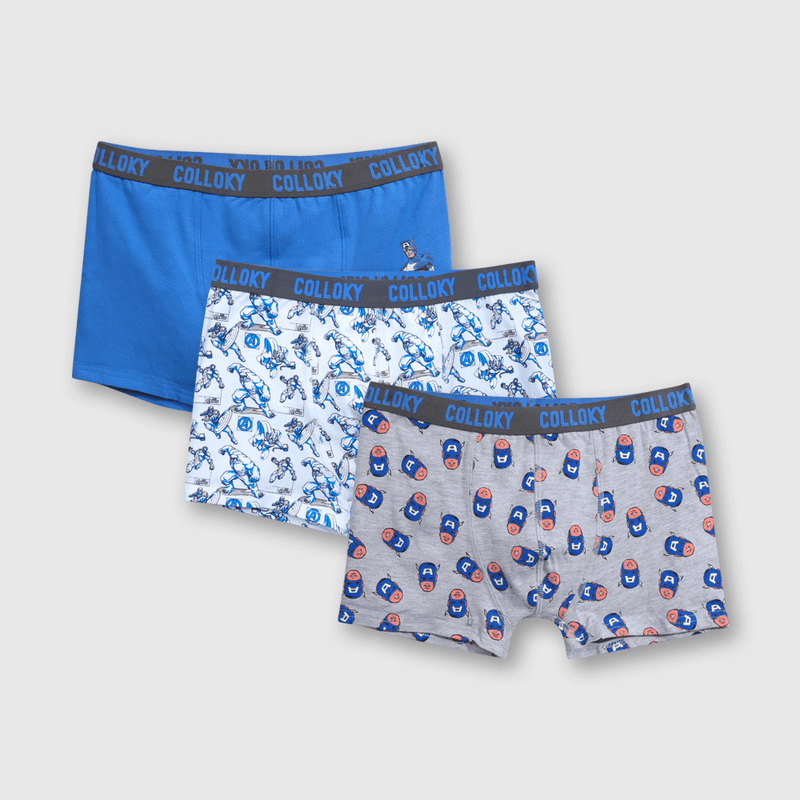 Pack de 3 Boxers Capitán América Azul