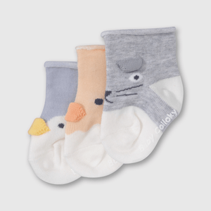 Pack de 3 Calcetines Corto Gris de Bebé