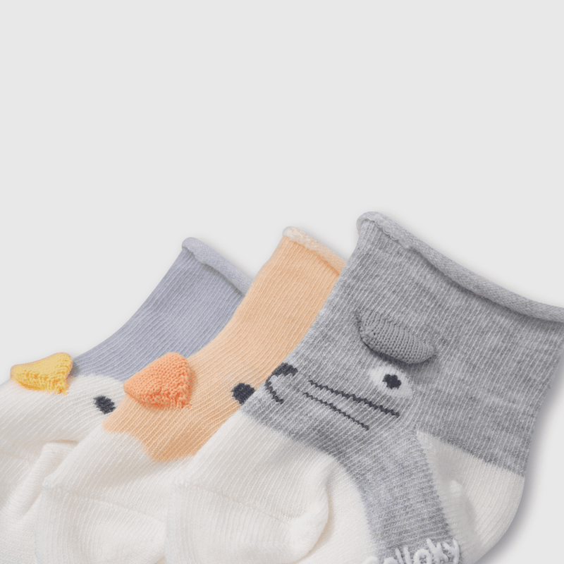 Pack de 3 Calcetines Corto Gris de Bebé