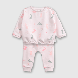 Conjunto Polerón/ Pantalón Rosado de Bebé