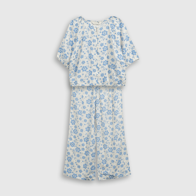 Pantalón estampado Flores Azul