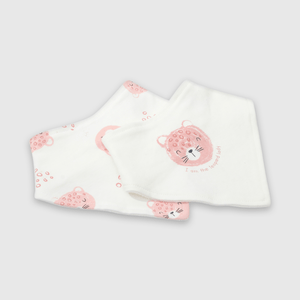 Pack de Dos Baberos Blanco Print Leopardo Bebé