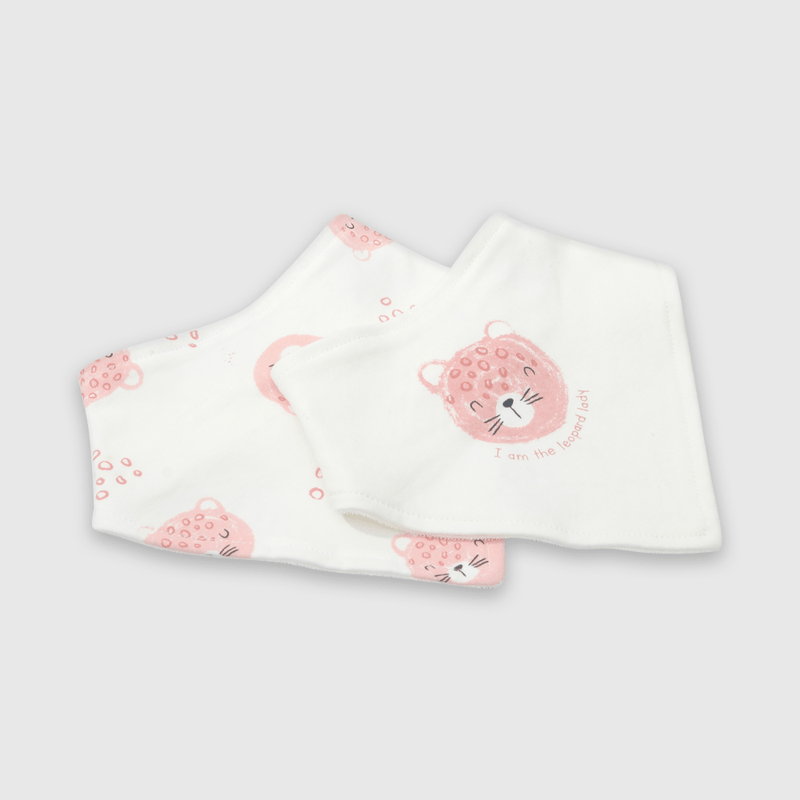 Pack de Dos Baberos Blanco Print Leopardo Bebé