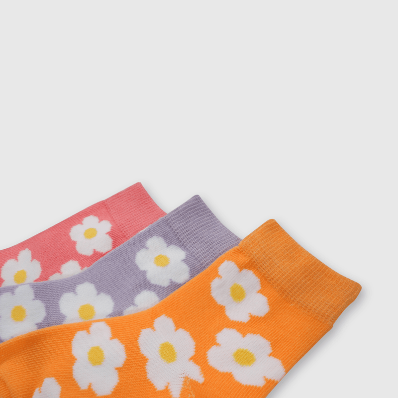 Pack de Tres Calcetines Multicolor Flores Niña