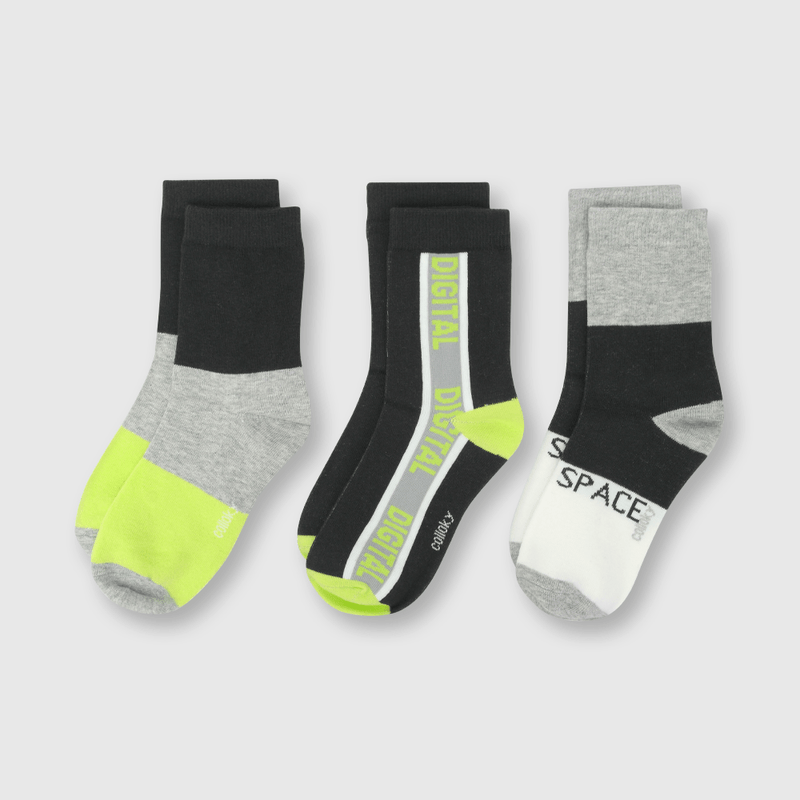 Pack de Tres Calcetines Gris de Niño