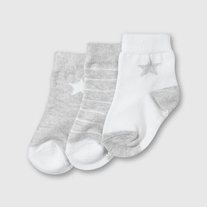 Pack de Tres Calcetines Gris Estrella Niño