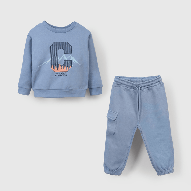 Pack Polerón + Pantalón Buzo Celeste Niño