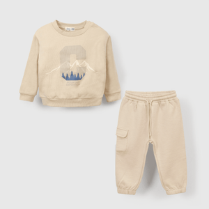 Pack Polerón + Pantalón Buzo Beige Niño