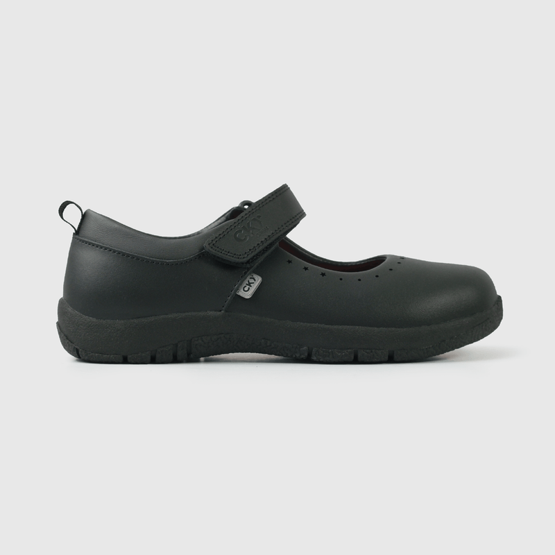 Reina Escolar Negra de Cuero con Velcro