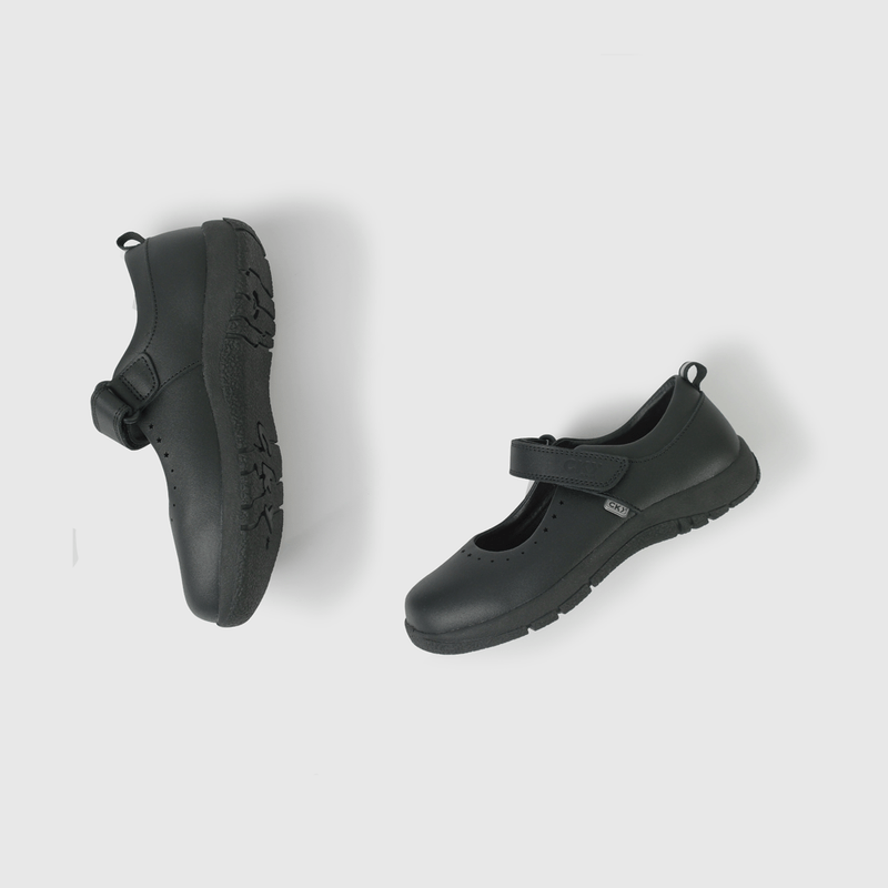 Reina Escolar Negra de Cuero con Velcro