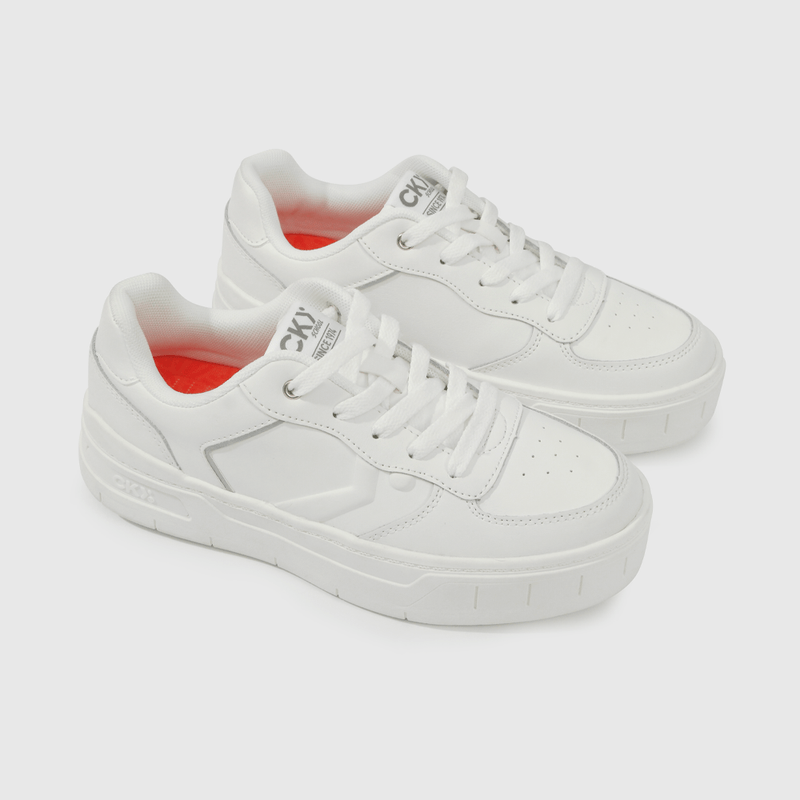 Zapatilla Escolar Blanca con Plataforma y Cordón Niña