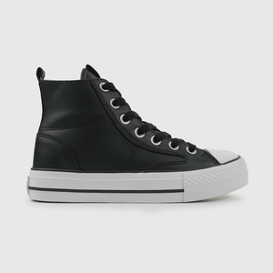 Zapatilla Negra con Plataforma y Caña Alta