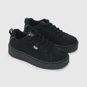 Zapatilla Escolar Negra con Plataforma y cordón Niña