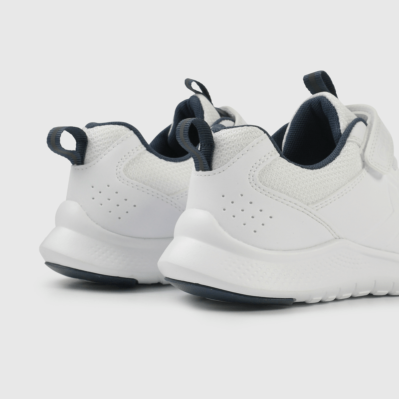 Zapatilla Escolar Blanca con Velcro y Detalles Azules