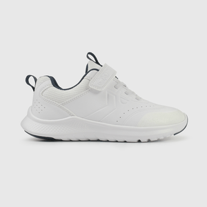 Zapatilla Escolar Blanca con Velcro y Detalles Azules