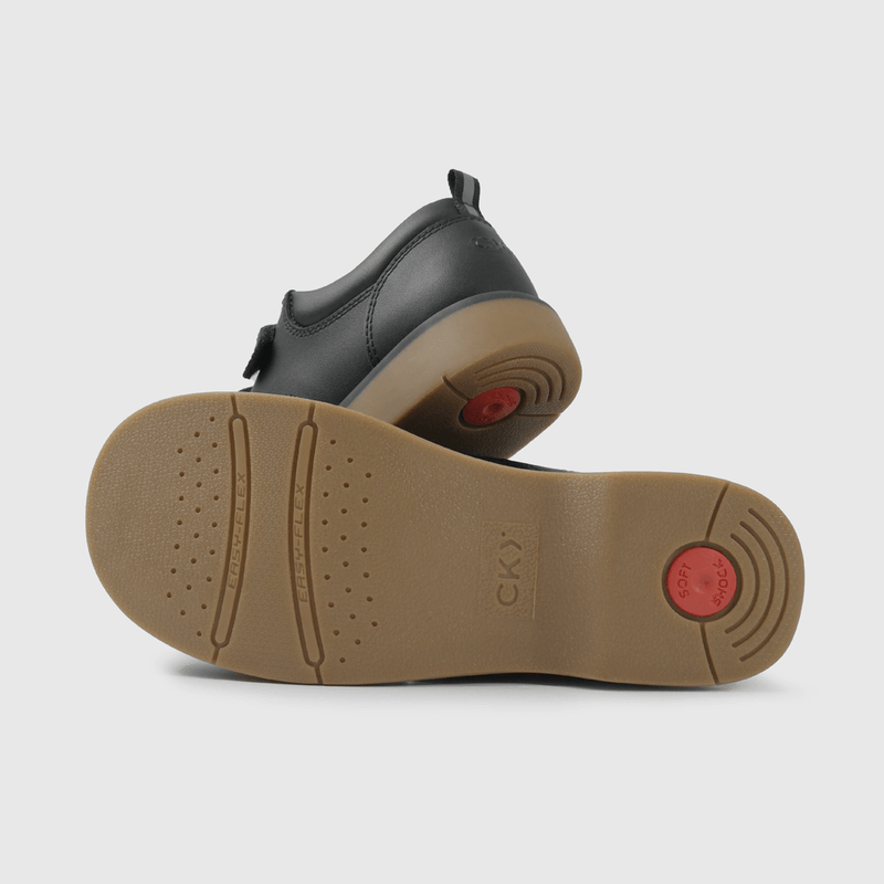 Zapato Escolar Negro de Cuero Doble Velcro Niña