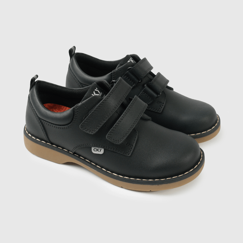 Zapato Escolar Negro de Cuero Doble Velcro Niña