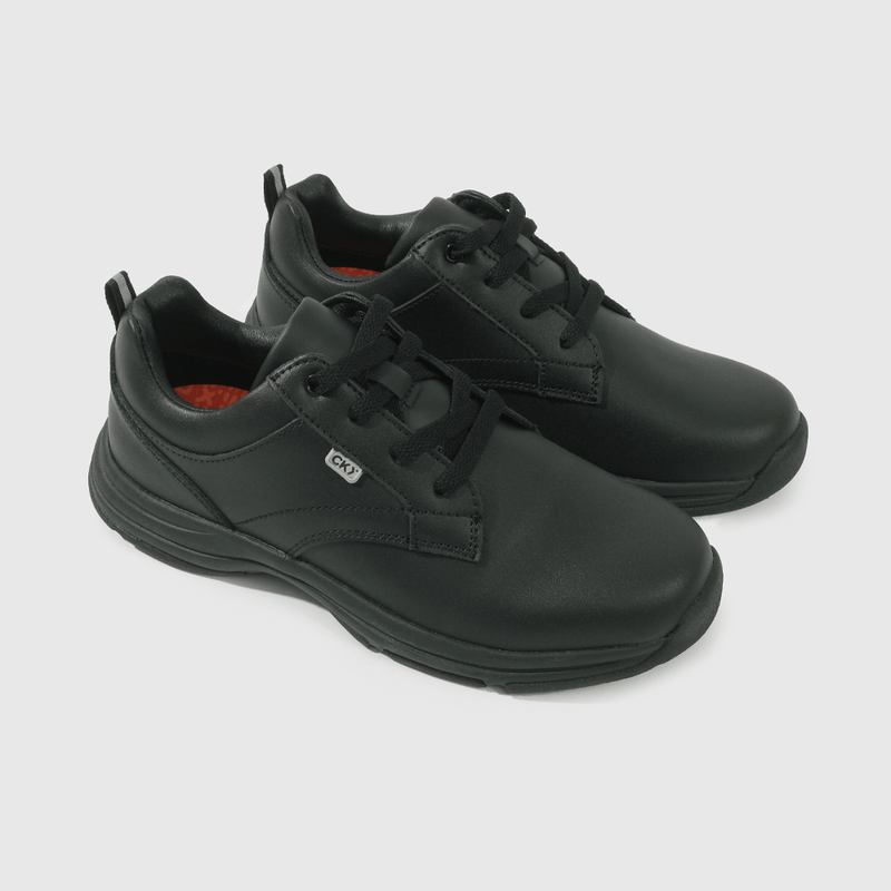 Zapato Escolar Negro de Cuero con Cordón Niño