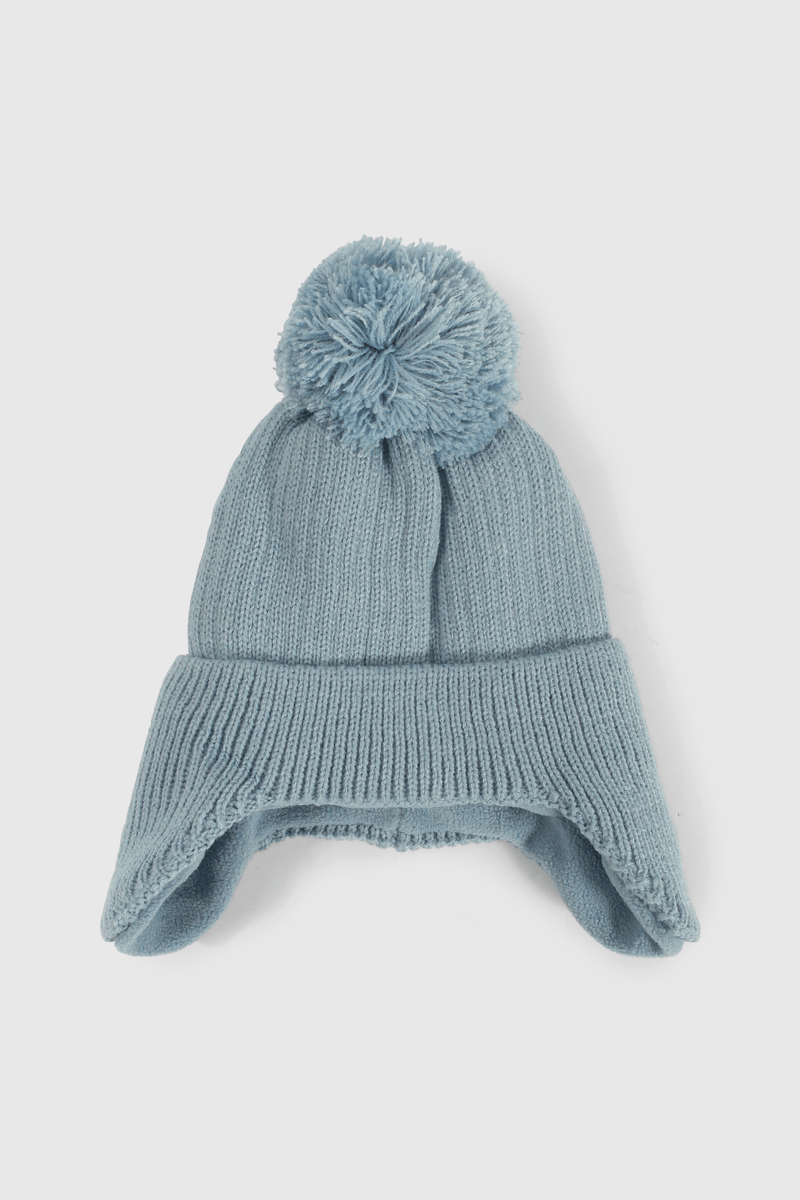 Gorro Tejido con Forro Azul