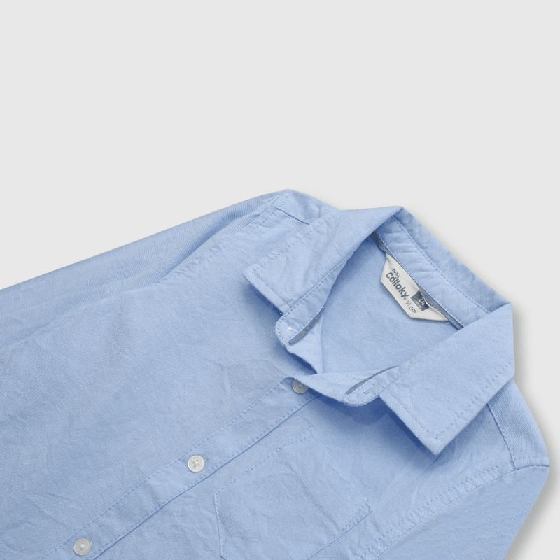 Camisa de bebé niño clasica oxford celeste (3 a 36 meses)