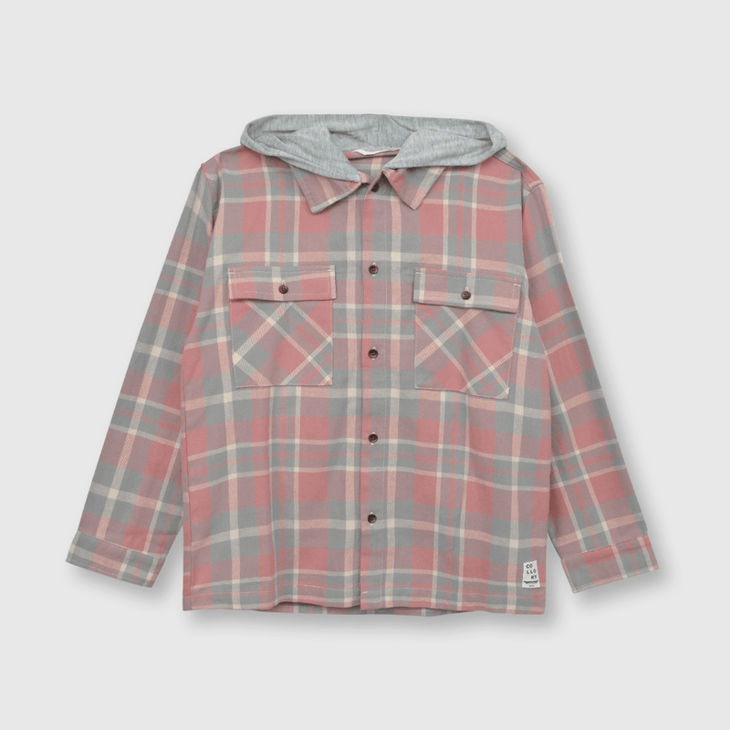 Camisa de niño escocés rosado (2 a 12 años)