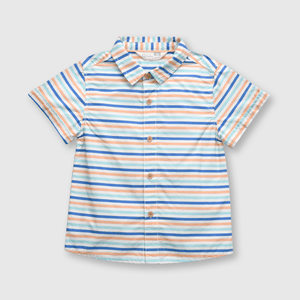 Camisa de bebé niño listada off white (3 a 36 meses)
