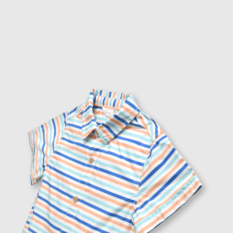 Camisa de bebé niño listada off white (3 a 36 meses)