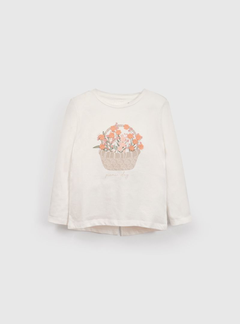 Polera Blanca Flores