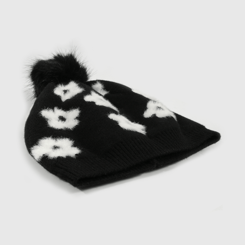 Gorro con Flores con Interior Suave Negro