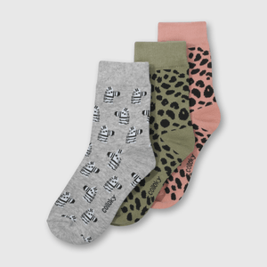 Pack de 3 Calcetines 3/4 Animal Print Multicolor Niña de 3 a 12 años