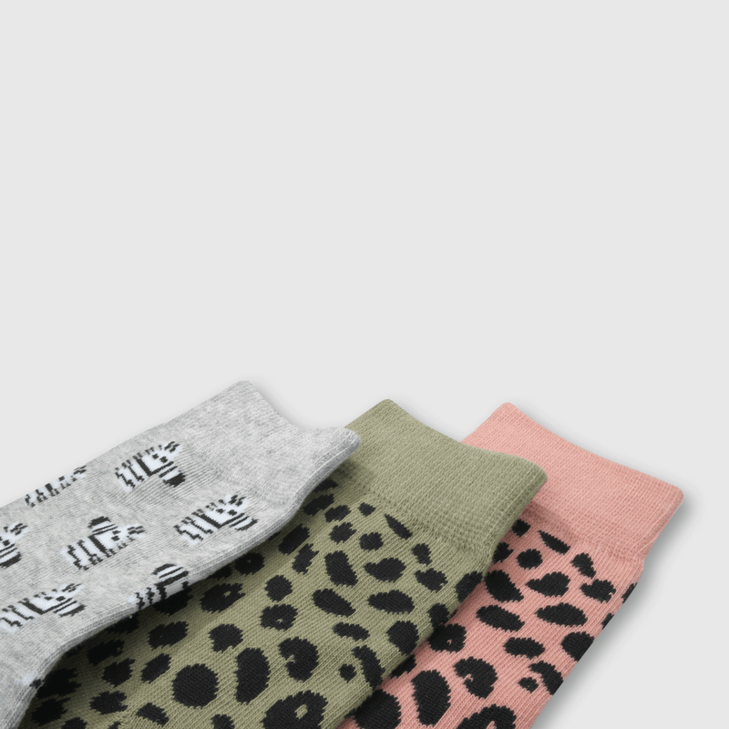 Pack de 3 Calcetines 3/4 Animal Print Multicolor Niña de 3 a 12 años