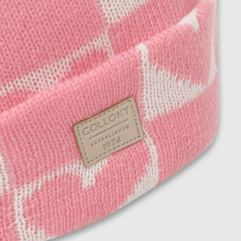 Gorro Tejido con Pompón de Corazones Rosado para Niña de 2 a 12 años