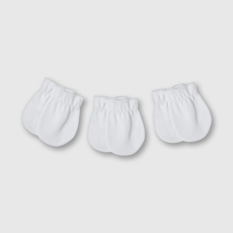 Pack de 3 Mitón Blanco de Bebé Unisex Talle único
