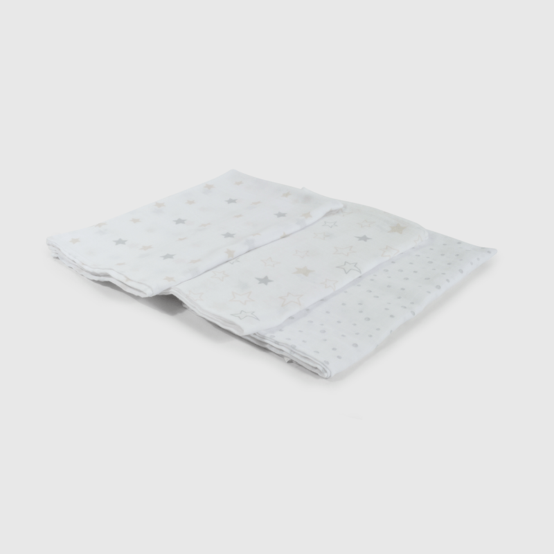 Pack 3 Pañal Muselina Blanco de Bebé Talle Único