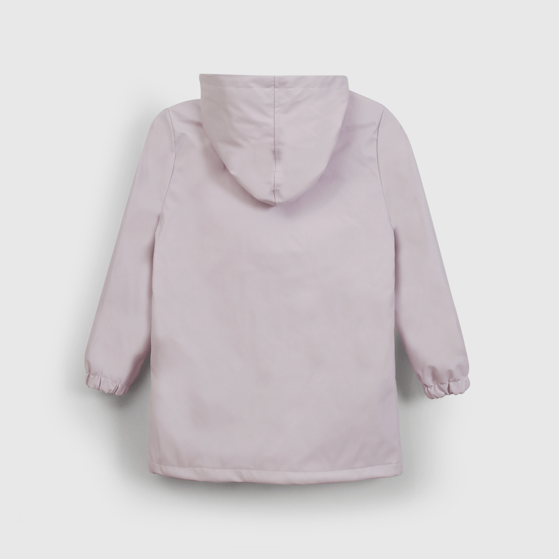 Chaqueta Morada Engomada con Forro de Jersey y Gorro para Niña