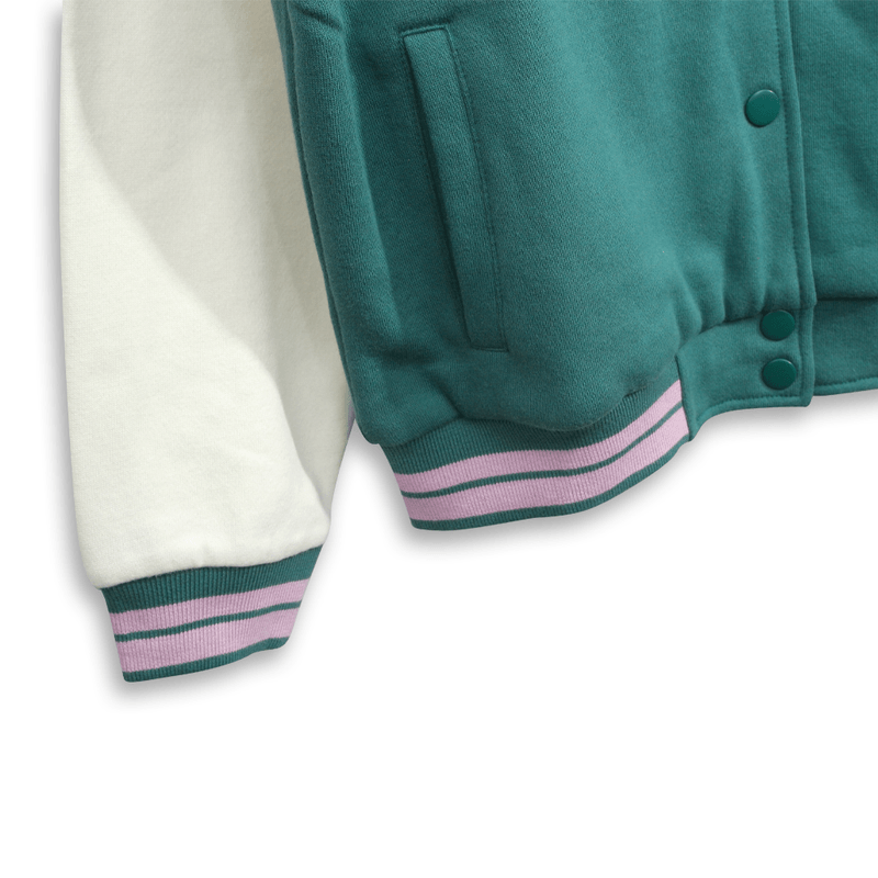 Chaqueta Polerón Estilo Varsity Bomber Verde para Niña de 3 a 12 años