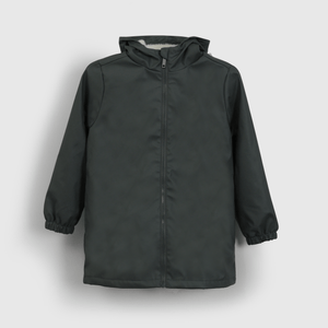 Chaqueta Gris Engomada con Forro de Jersey y Gorro para Niño
