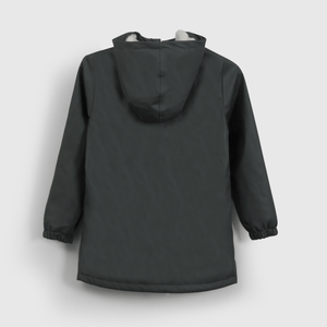 Chaqueta Gris Engomada con Forro de Jersey y Gorro para Niño