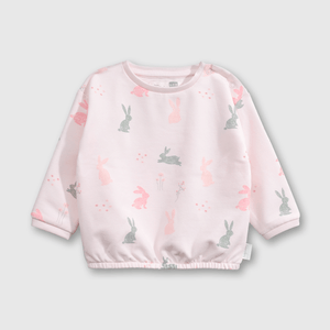 Conjunto Polerón + Pantalon Rosado con Estampa de Conejos