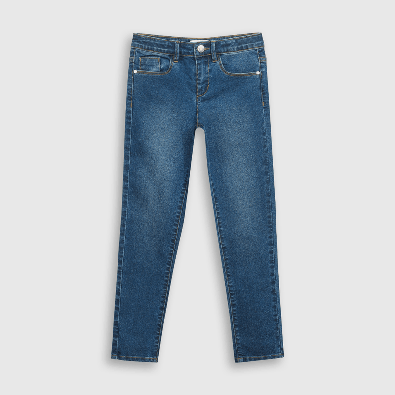 Jeans Denim Skinny Azul Elasticado con Cierre para Niña de 3 a 12 años