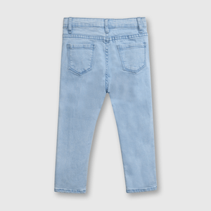 Jeans Elasticado Denim Celeste con Flores para bebé de 3/6 a 36 meses