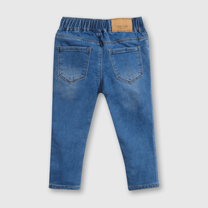 Jeans de Algodón Elasticado Azul con Cordón para bebé de 3/6 a 36 meses