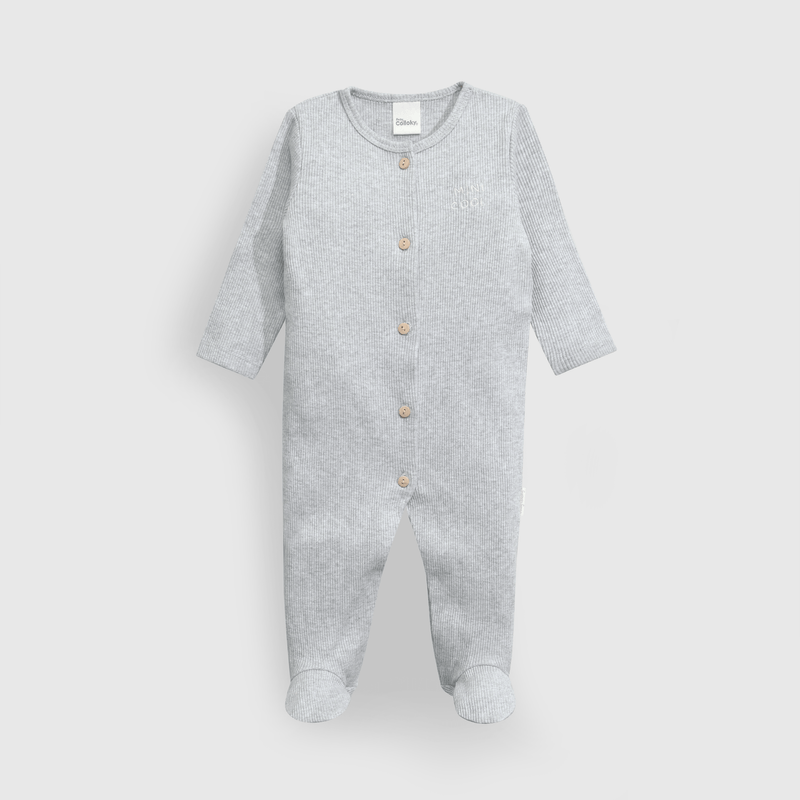 Conjunto de Algodón Gris con botón para bebé Unisex Estampa de Osito