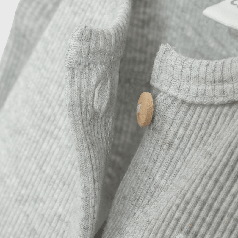 Conjunto de Algodón Gris con botón para bebé Unisex Estampa de Osito