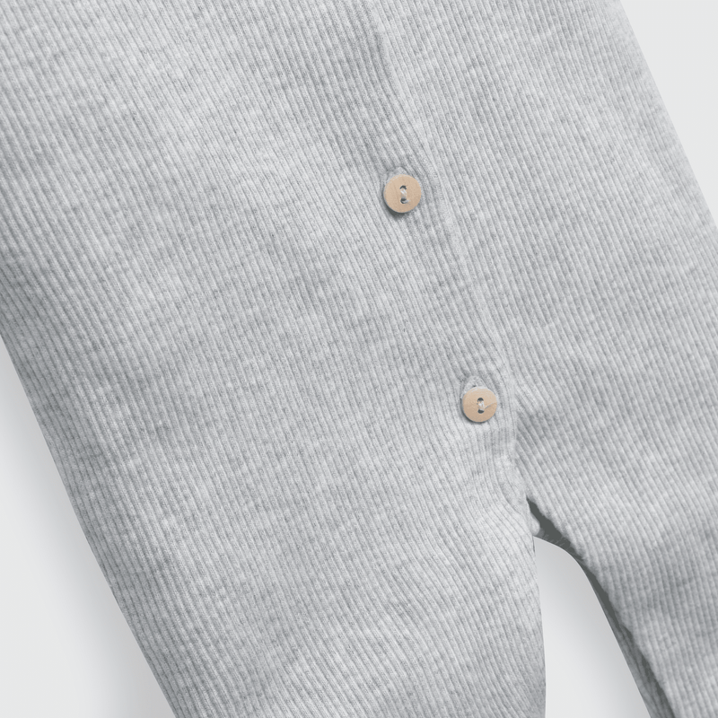 Conjunto de Algodón Gris con botón para bebé Unisex Estampa de Osito