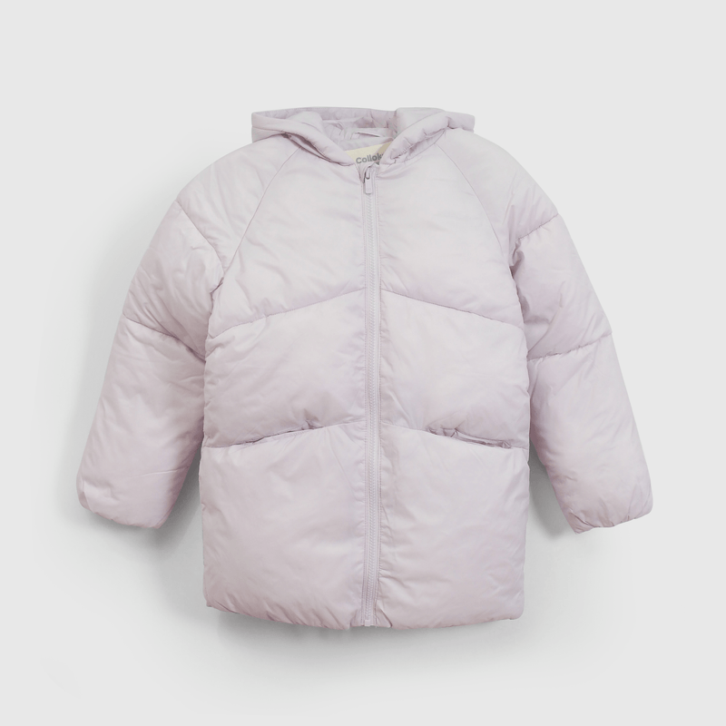 Parka Morada Acolchada con bolsillos y cierre para Niña