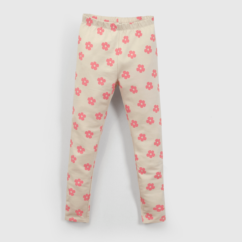 Pata Ajustada de Puño con Cintura Elasticada Beige para Niña